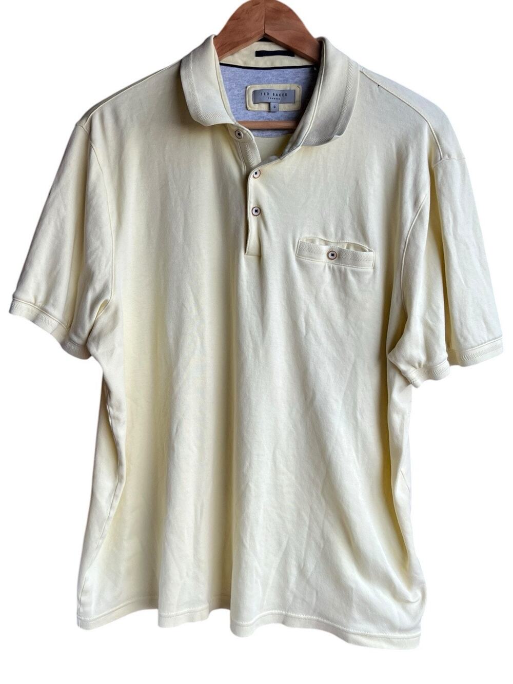 Ted Baker London Light Yellow Polo Shirt Size 6 (2XL) 100% Cotton